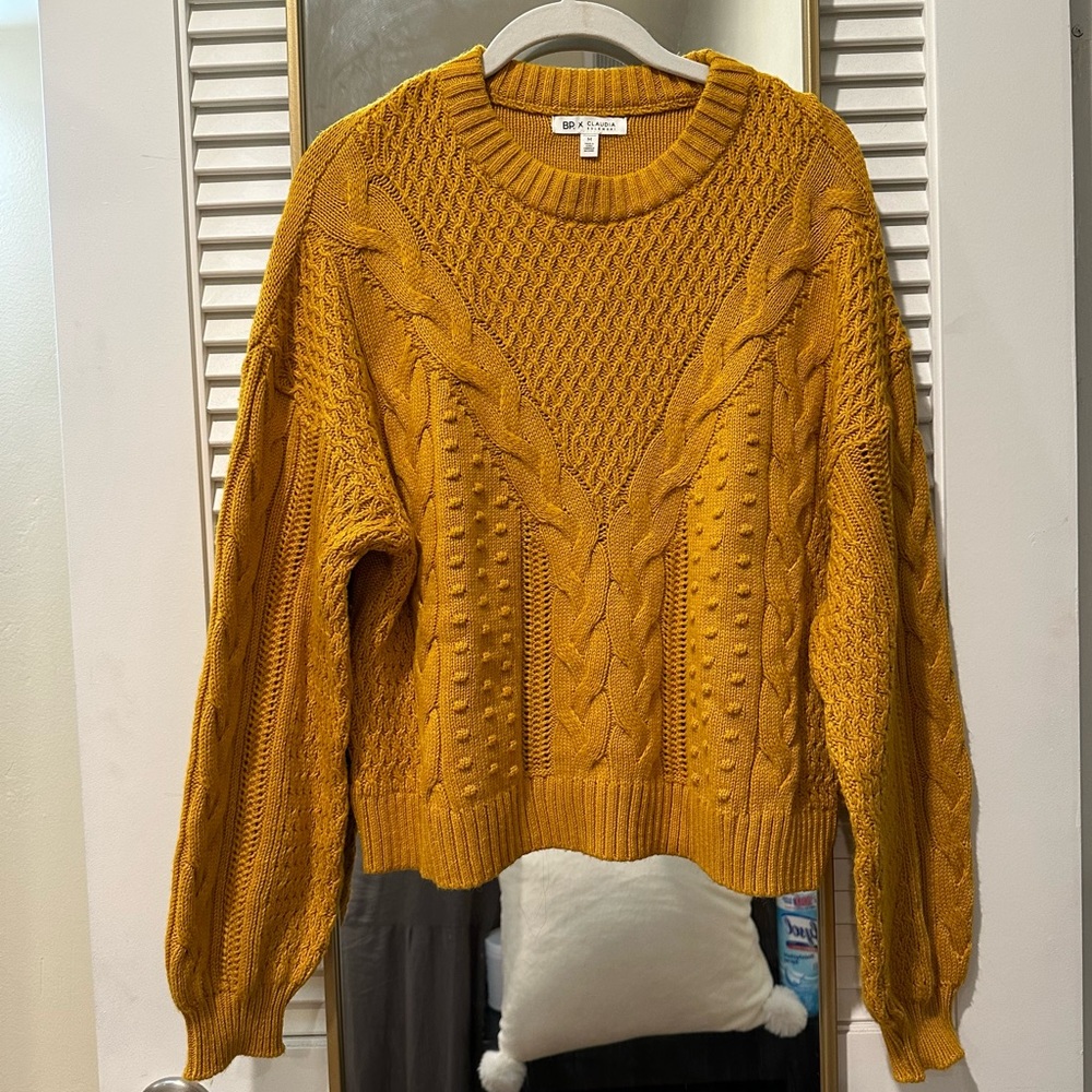 NWT BP x Claudia Sukewski Cable Knit Sweater in mustard